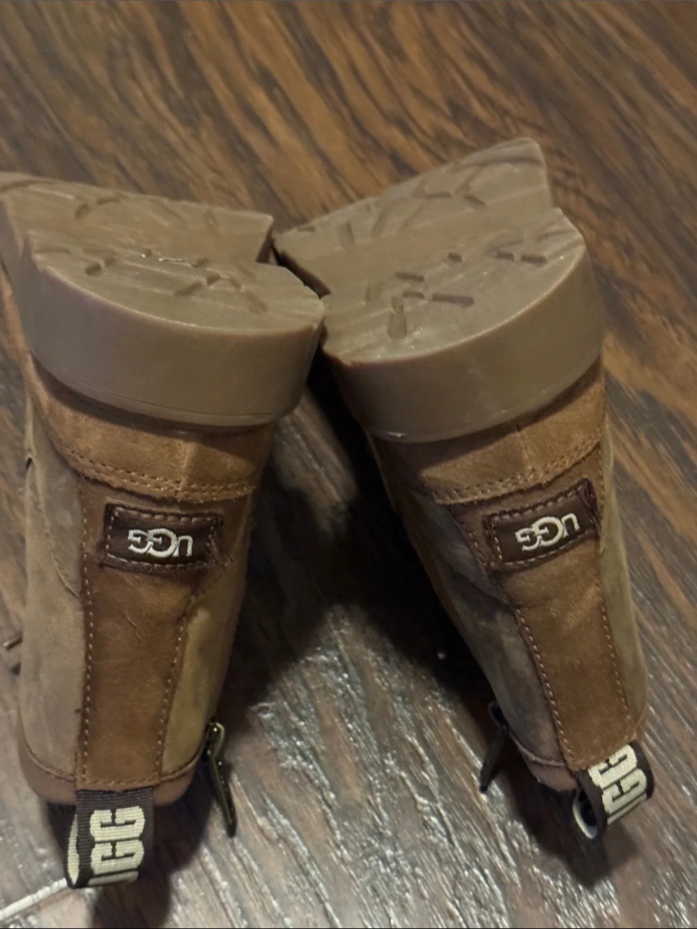 UGG Kids Brown Ankle Boots, w/ Side Zip